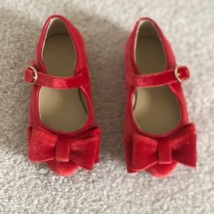 Janie and jack red velvet shoes